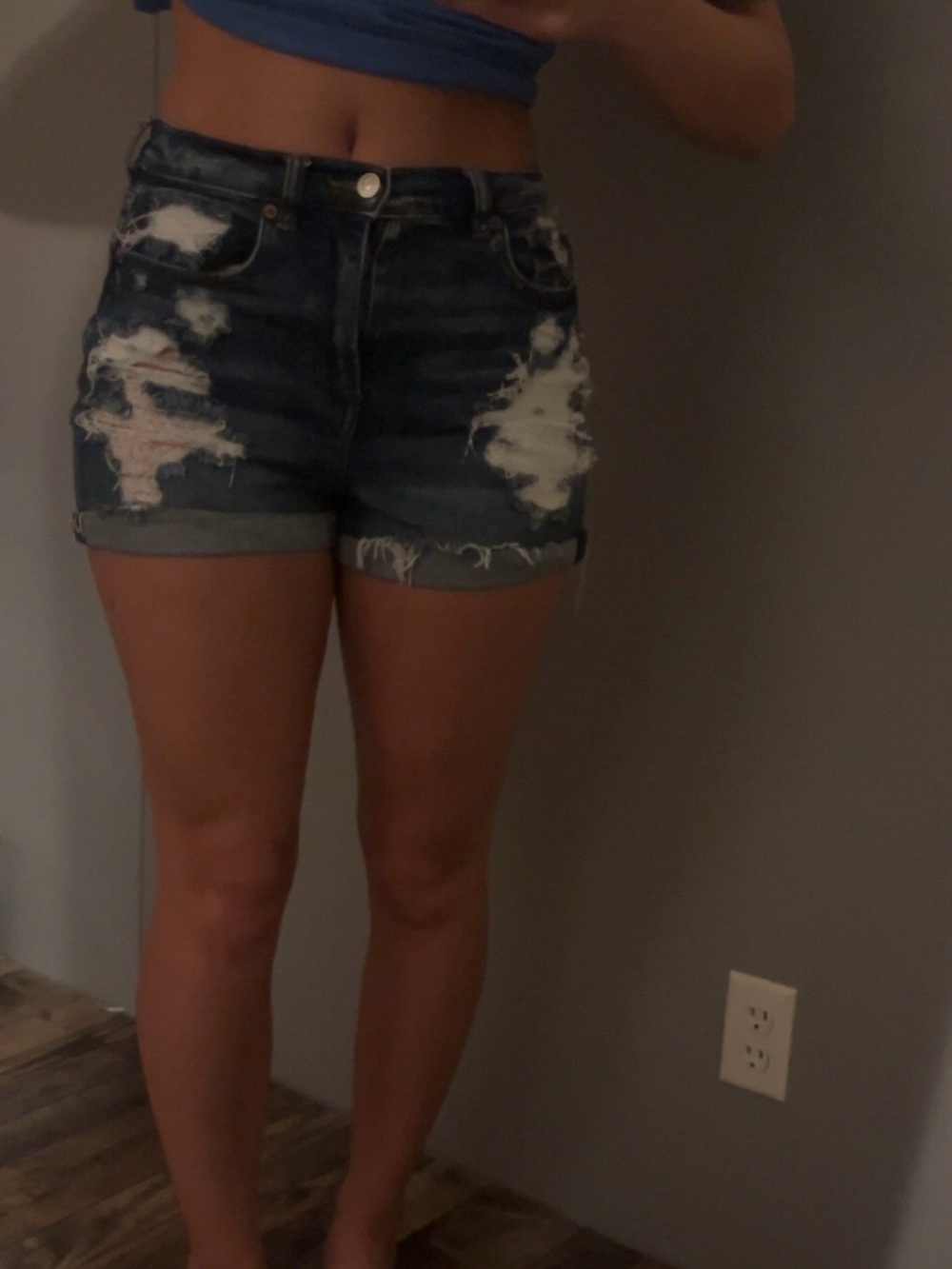 American Eagle Outfitters Distressed Dark Wash Denim Shorts